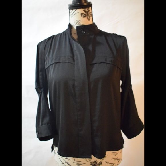 BCBGMaxAzria Tops - BCBG Semi Satin Top Blouse Black XS